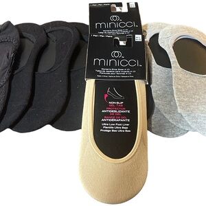 Bundle of 10 New Minicci Women's No-Show Socks - Black, Gray, Tan